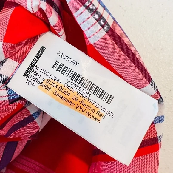 NWT Vineyard Vine OTG Performance M Long Sleeve Shirt Racing Red / Blue / White - Picture 3 of 5